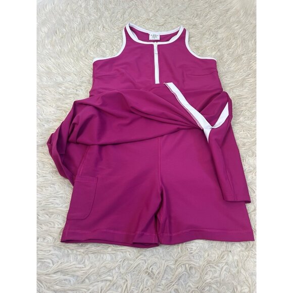 SAGE COLLECTIVE Hot Pink 1/4 Zip Tennis Athletic Tank Mini Dress Size XL Sporty - Picture 3 of 11